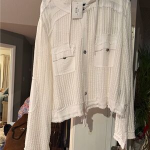 POL White Textured Hoodie Sweatshirt